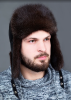 Ушанка из ондатры на коже Алеко